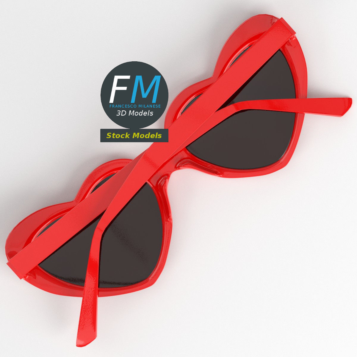 Sunglasses heart shaped 3D model_6