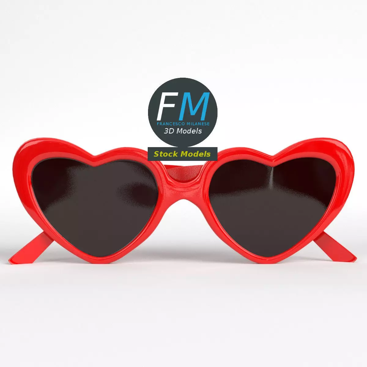 Sunglasses heart shaped 3D model_0