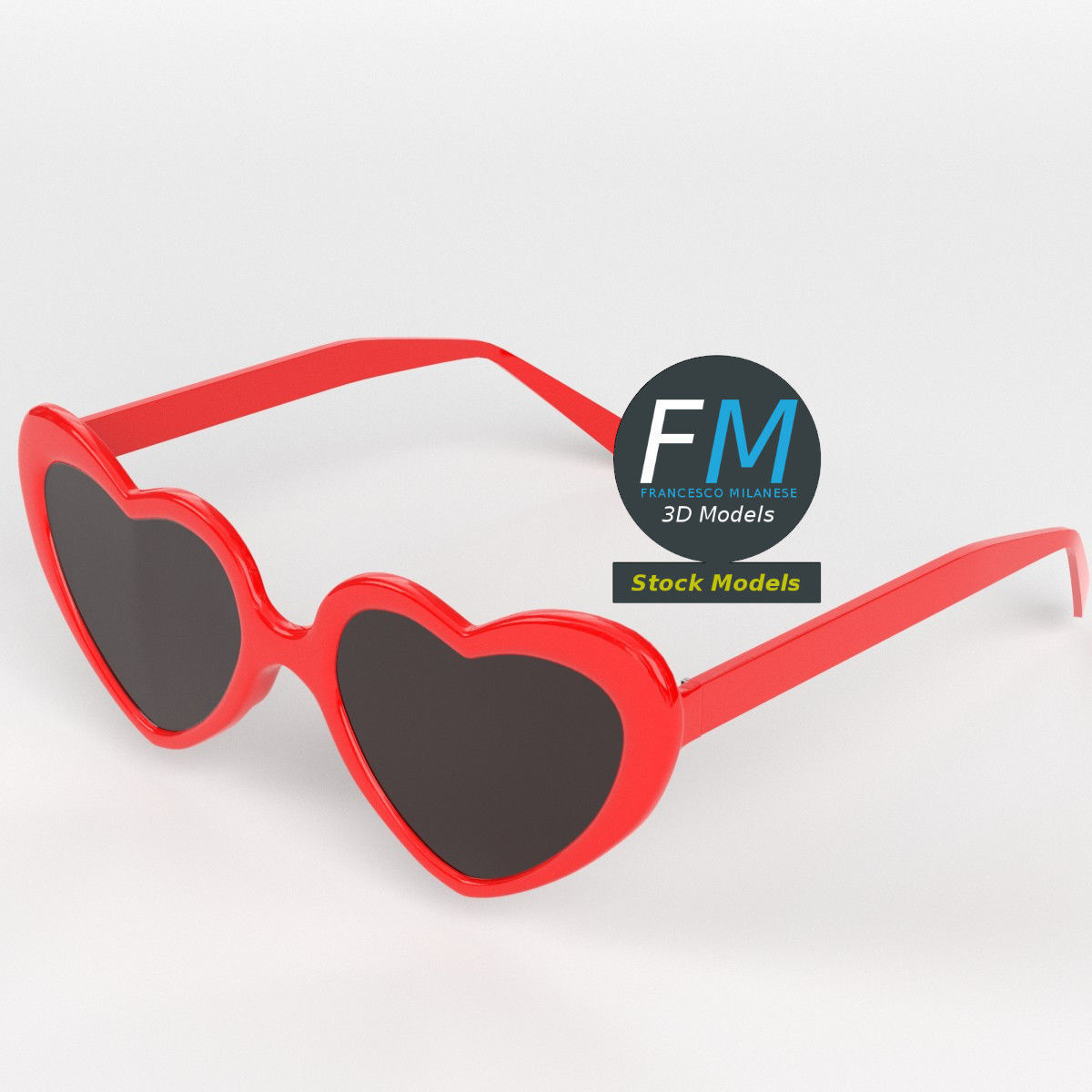 Sunglasses heart shaped 3D model_2