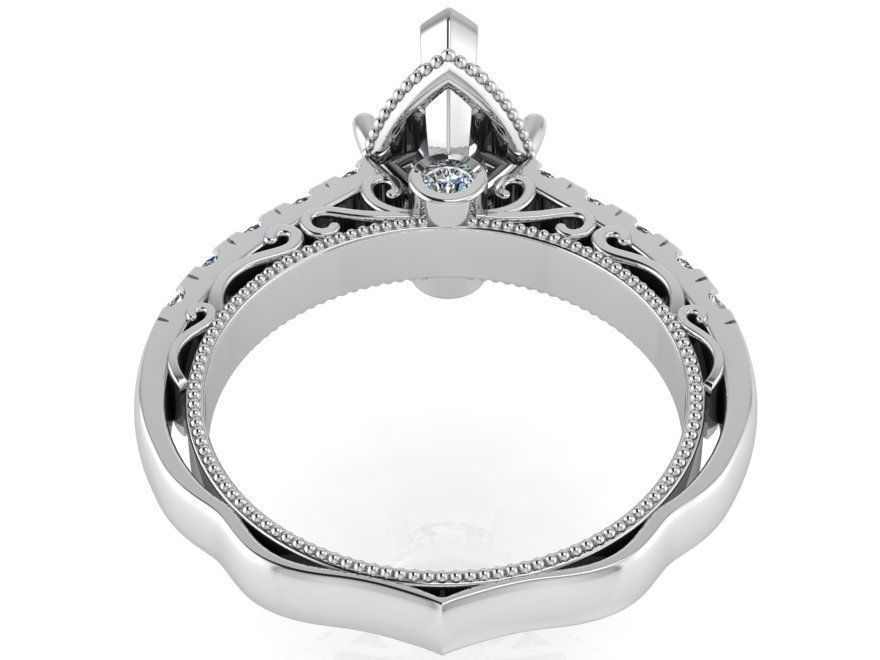pear stone ring with diamonds 0104 3D print model_3