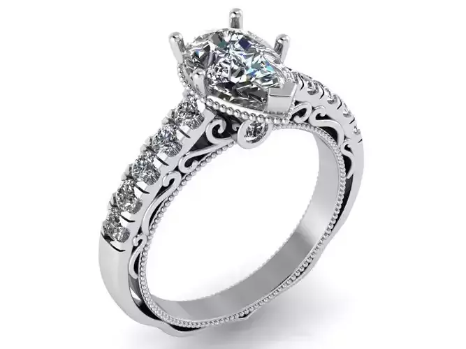 pear stone ring with diamonds 0104