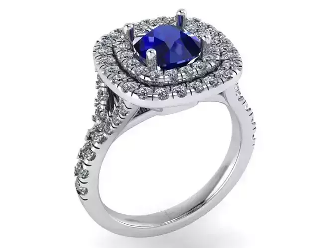 double halo cushion stone ring 0105 3D print model