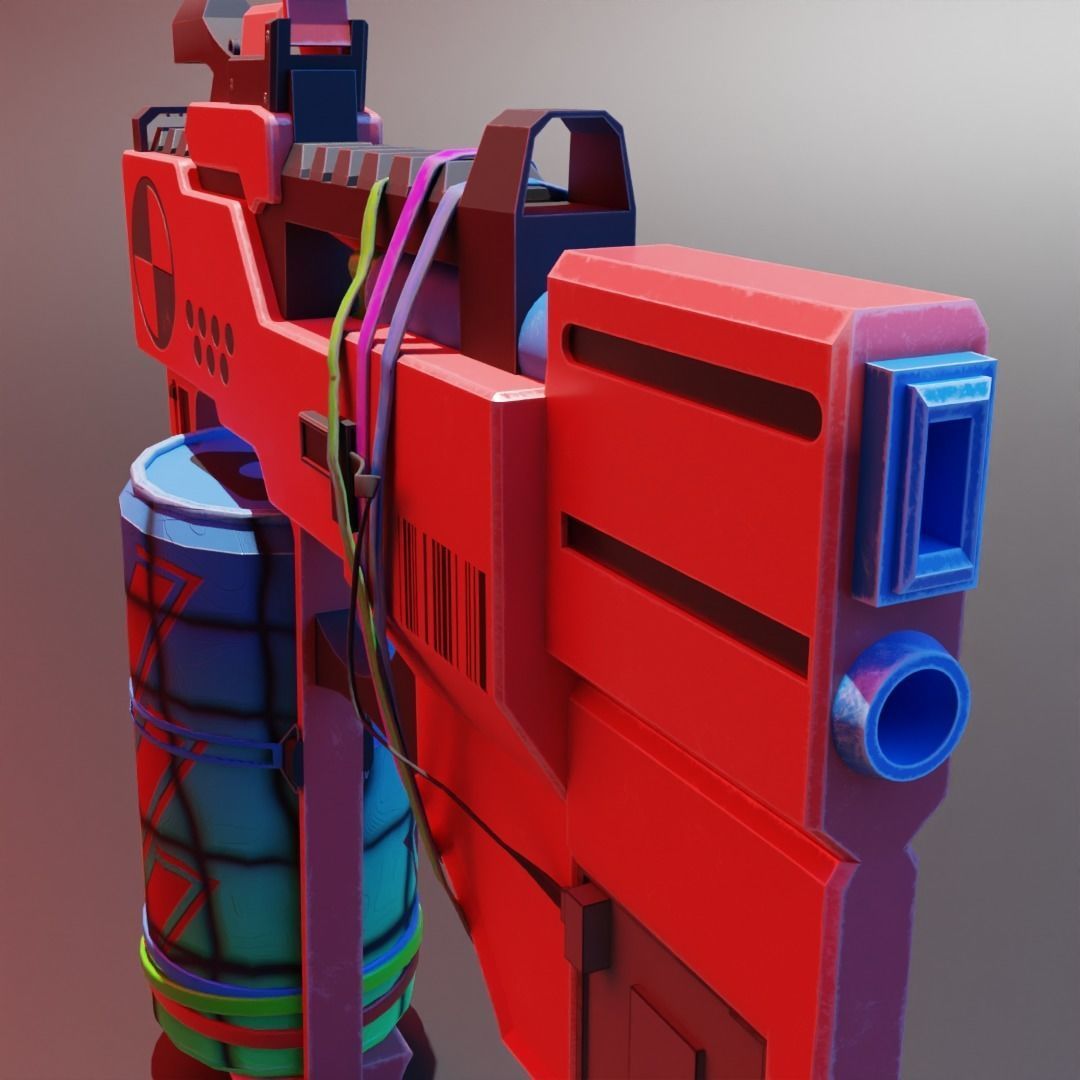 Stylized Gun Low-poly 3D model_4