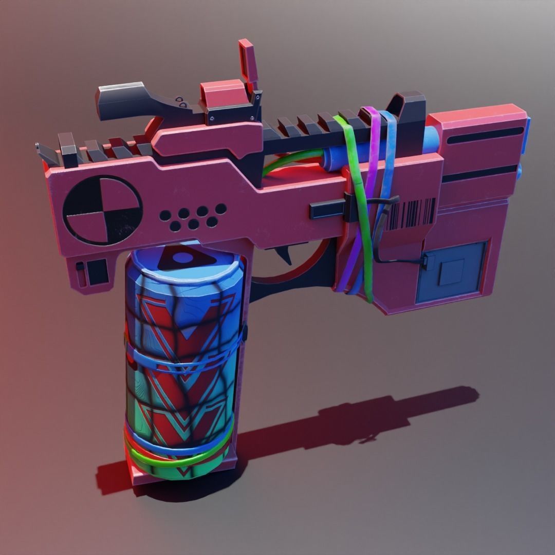 Stylized Gun Low-poly 3D model_3