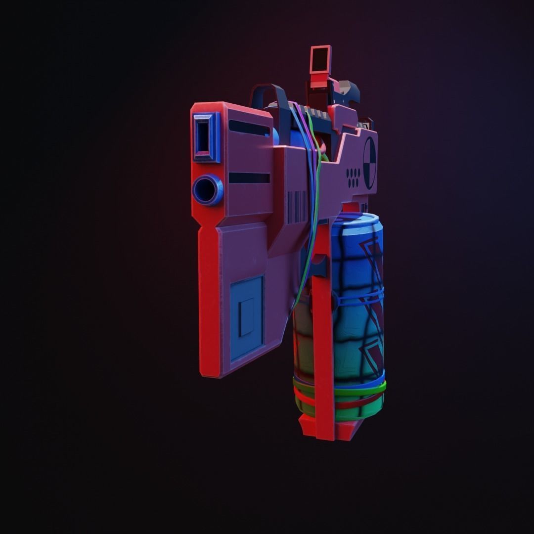 Stylized Gun Low-poly 3D model_10