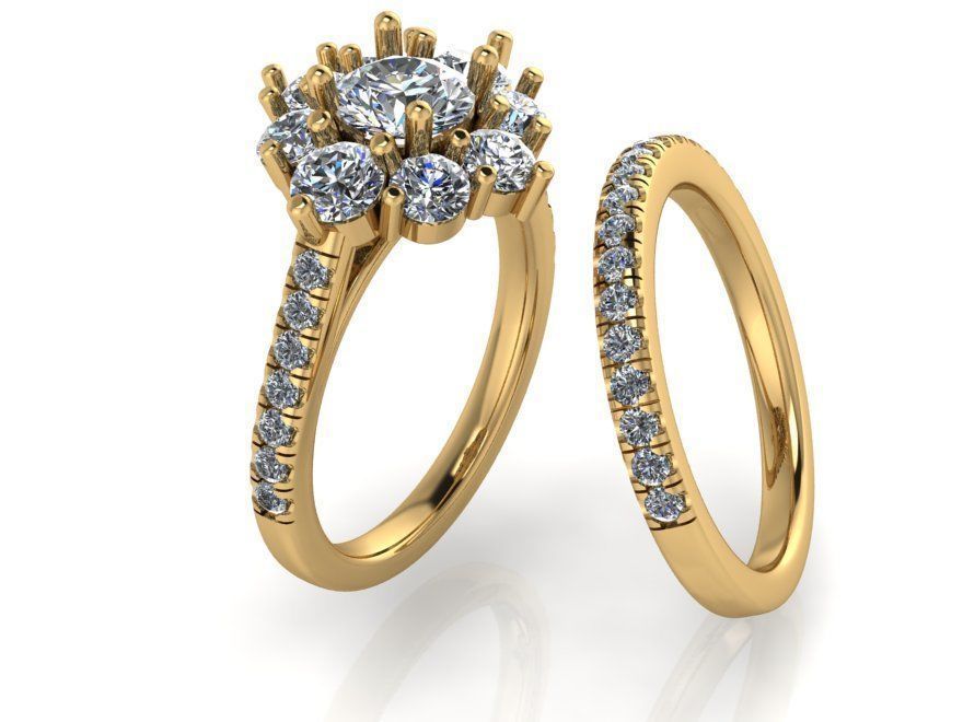 cluster ring wih band 0106 3D print model_1