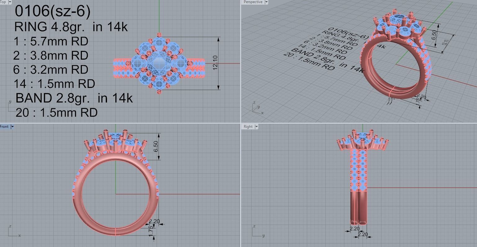 cluster ring wih band 0106 3D print model_4