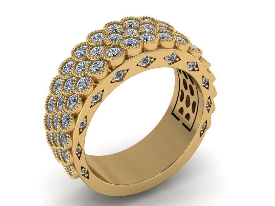  hexagon style bezel ring 0107 3D print model_1