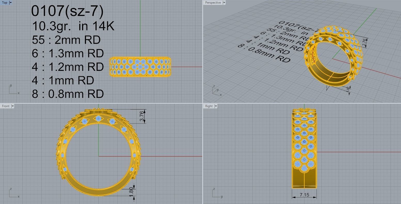  hexagon style bezel ring 0107 3D print model_4