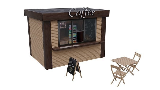 Coffee Shop Low-poly 3D model
