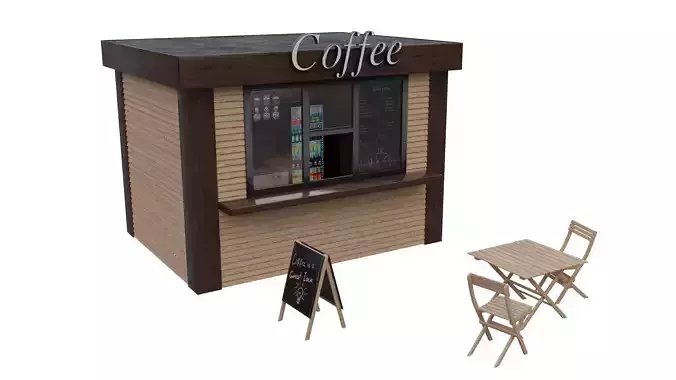 Coffee Shop Low-poly 3D model