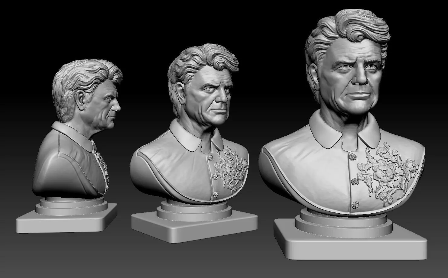 shajarian three busts of same person Free 3D print model