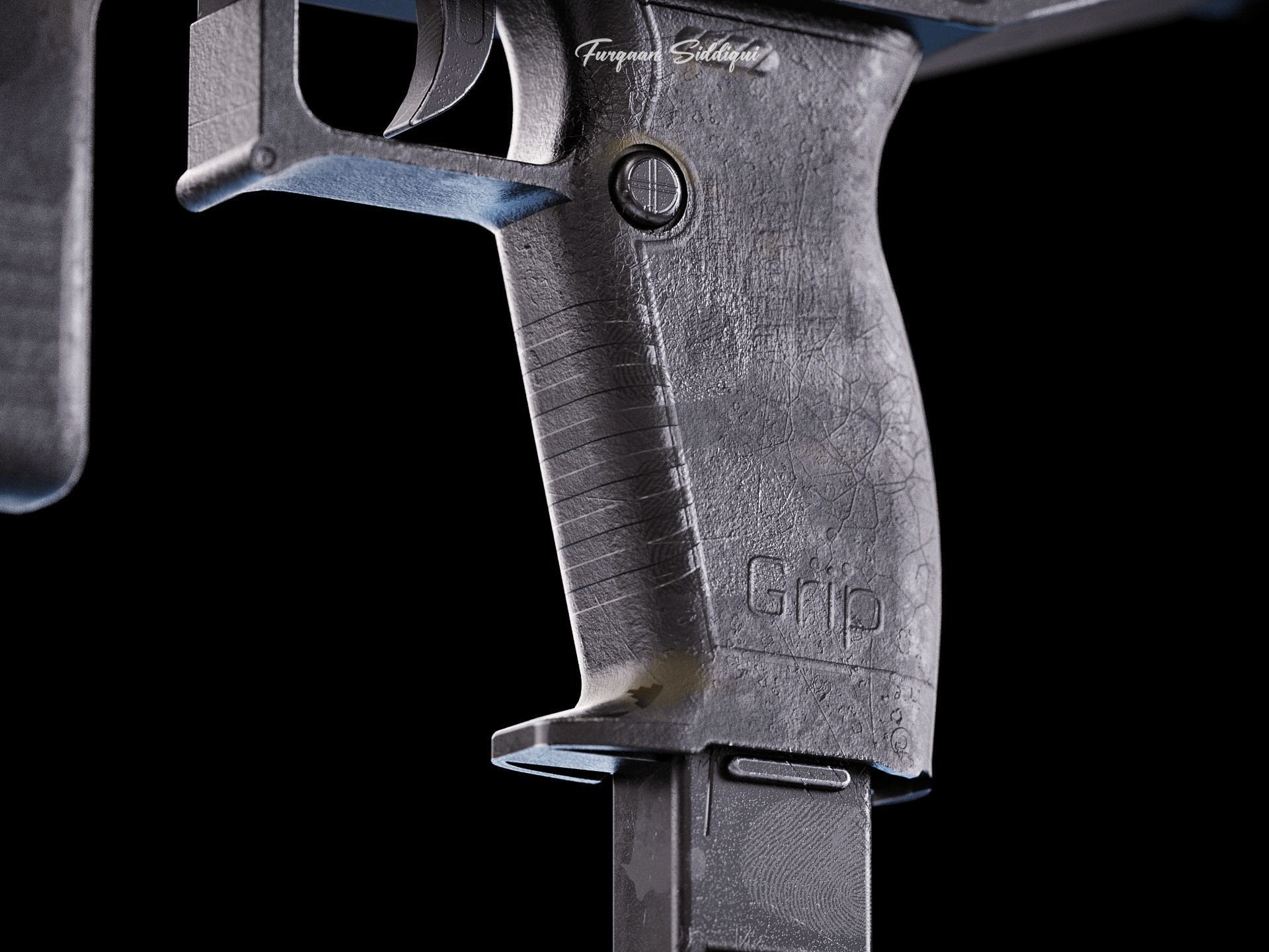 UZI PBR Gun Low-poly 3D model_7
