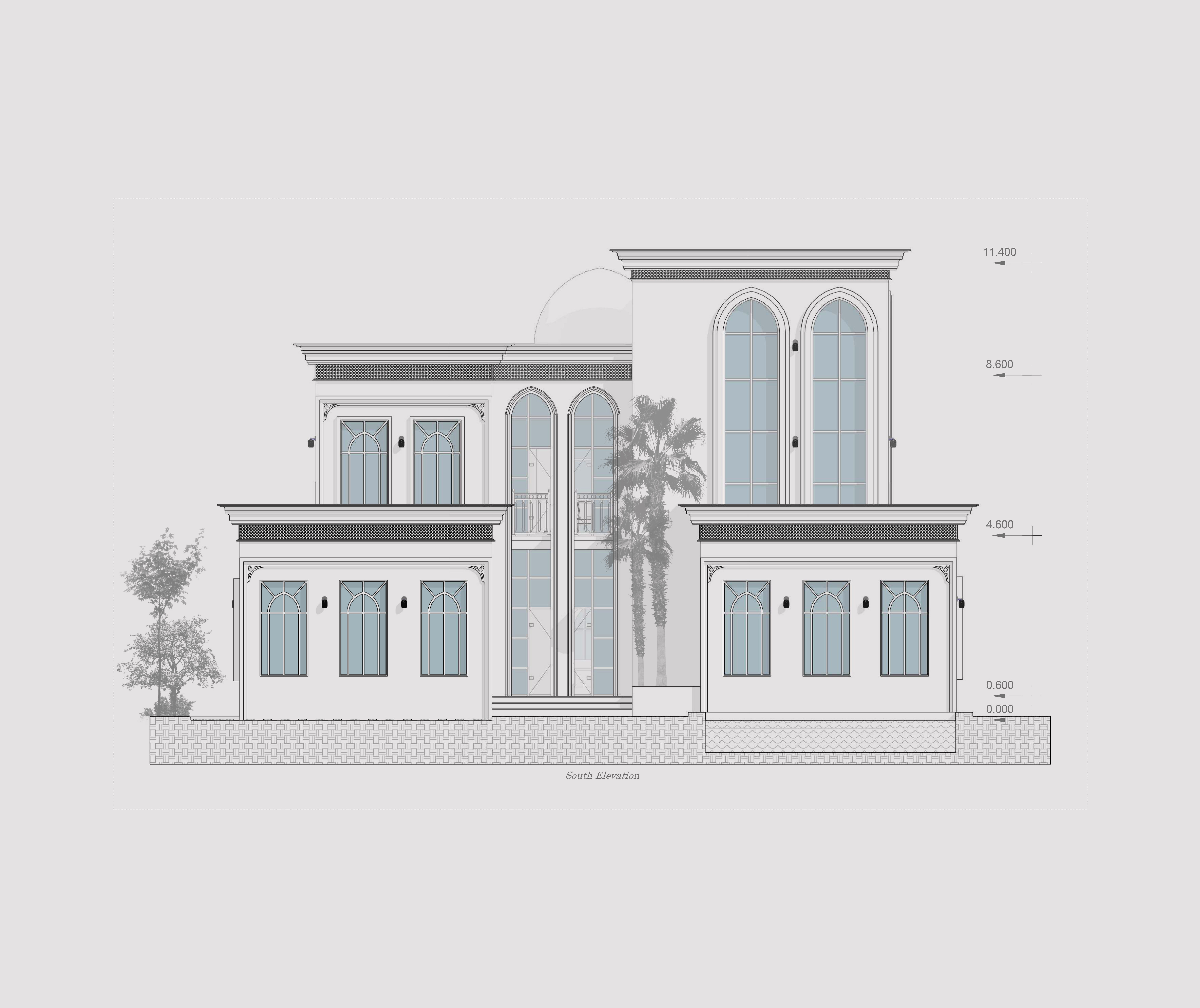 NEW CLASSIC VILLA 1 Low-poly 3D model_16