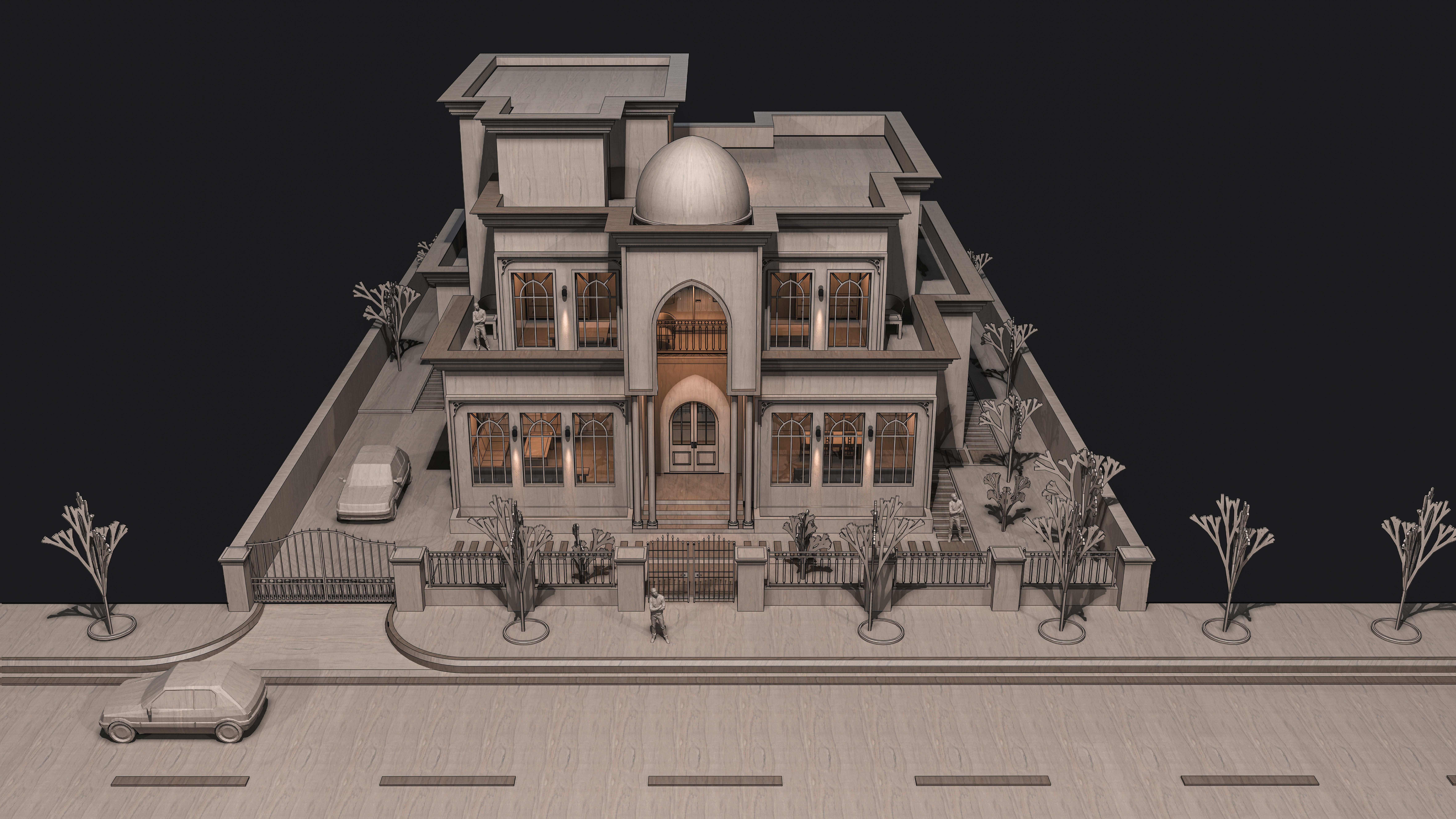 NEW CLASSIC VILLA 1 Low-poly 3D model_6