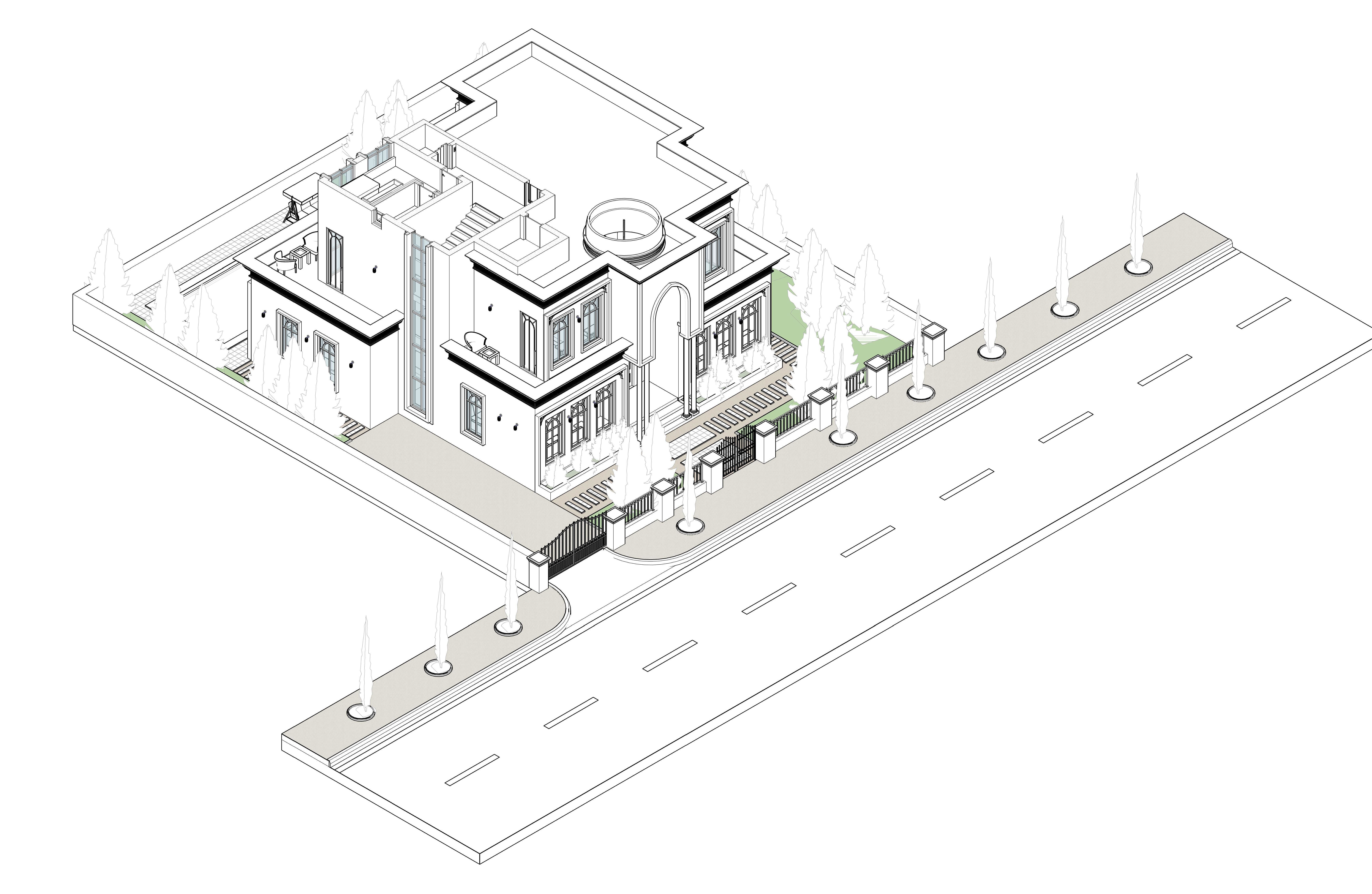 NEW CLASSIC VILLA 1 Low-poly 3D model_9