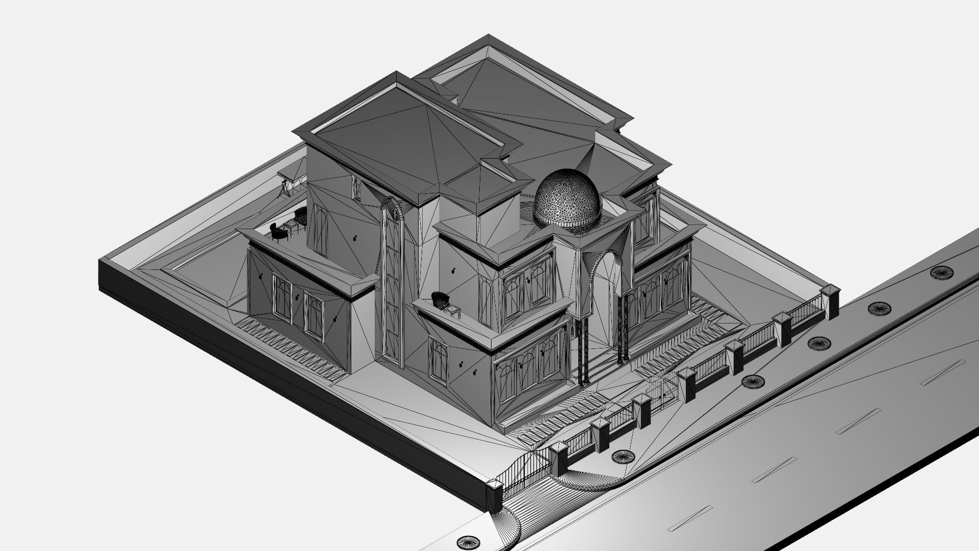 NEW CLASSIC VILLA 1 Low-poly 3D model_18