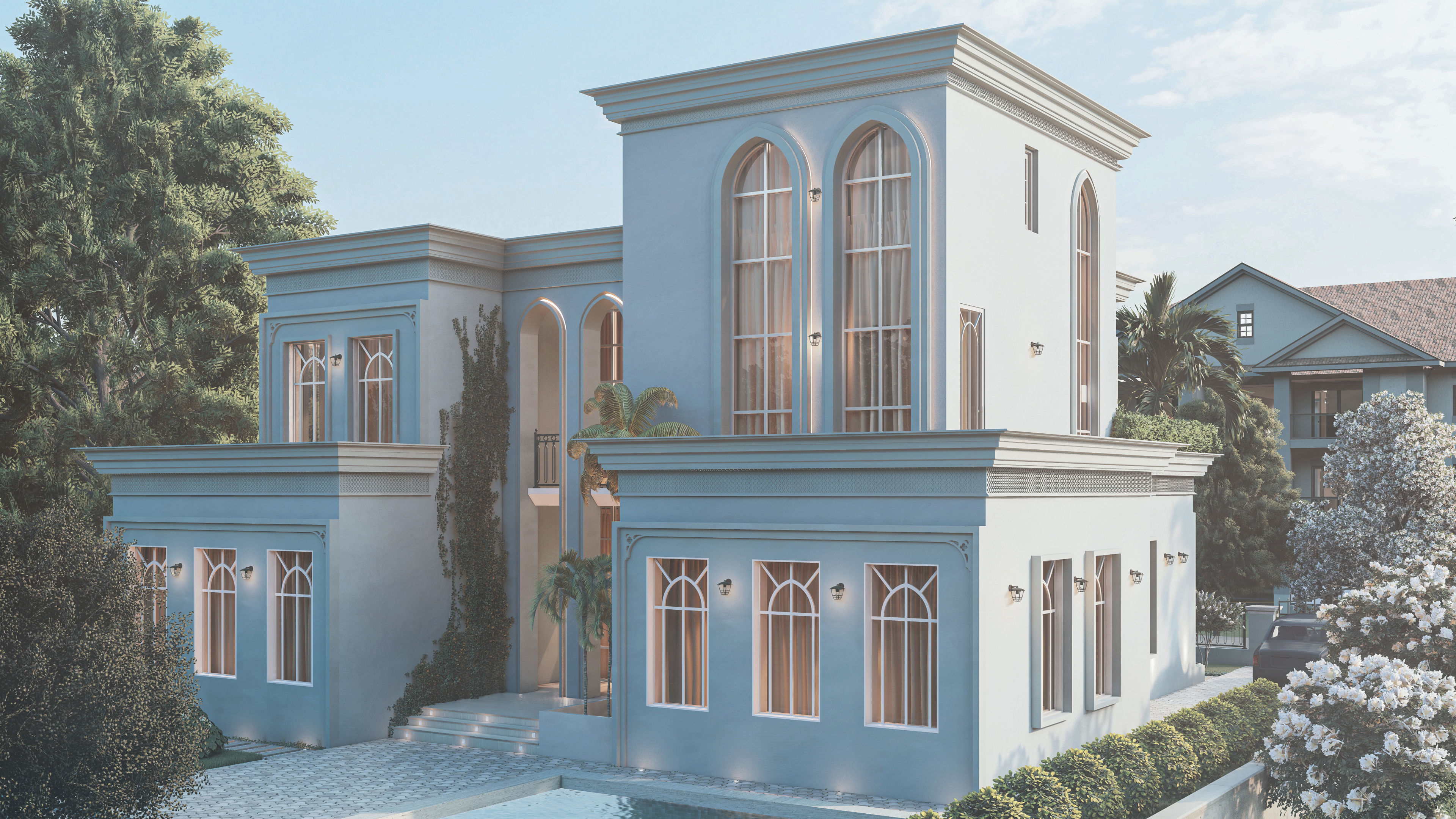 NEW CLASSIC VILLA 1 Low-poly 3D model_3