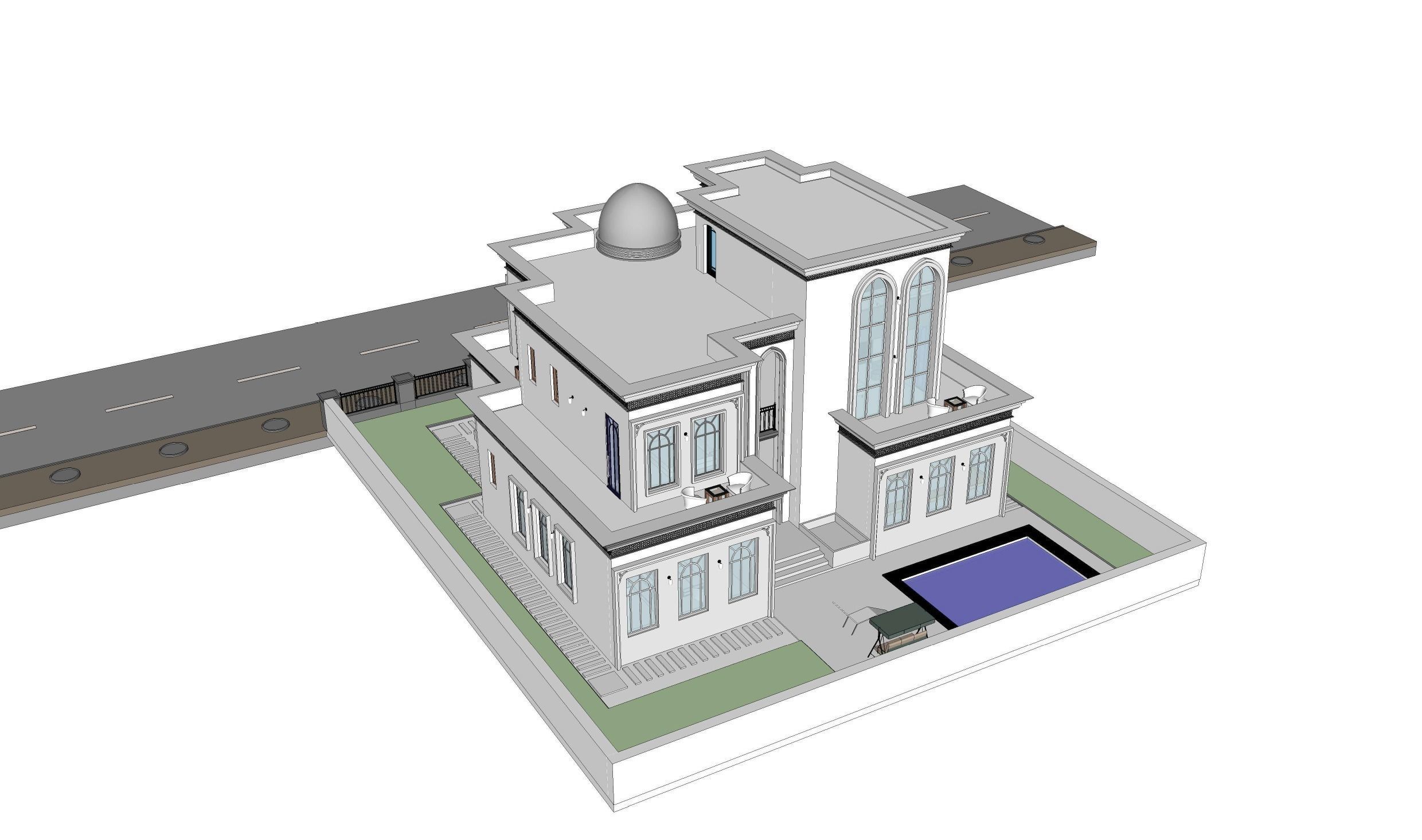 NEW CLASSIC VILLA 1 Low-poly 3D model_20