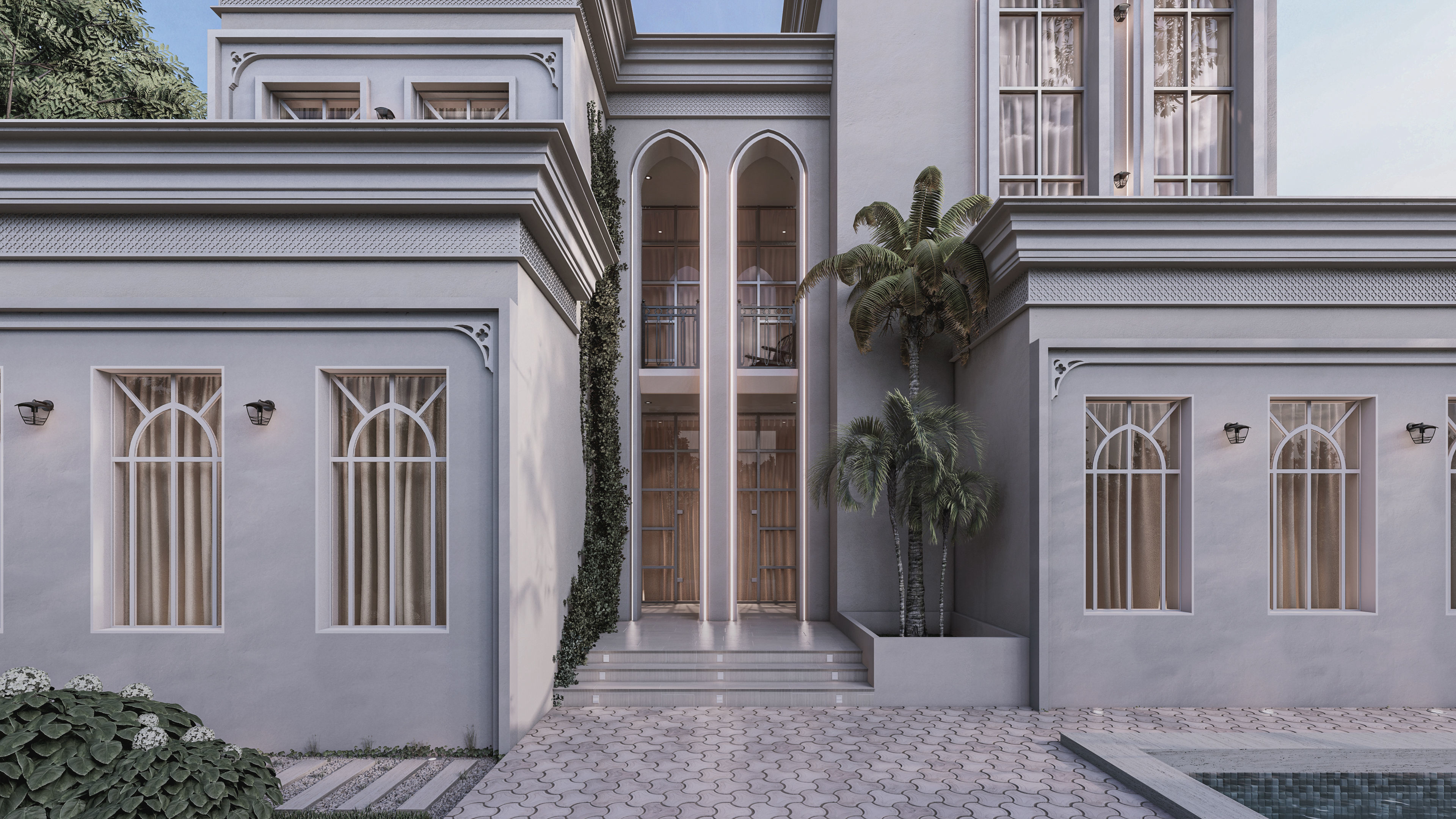 NEW CLASSIC VILLA 1 Low-poly 3D model_4