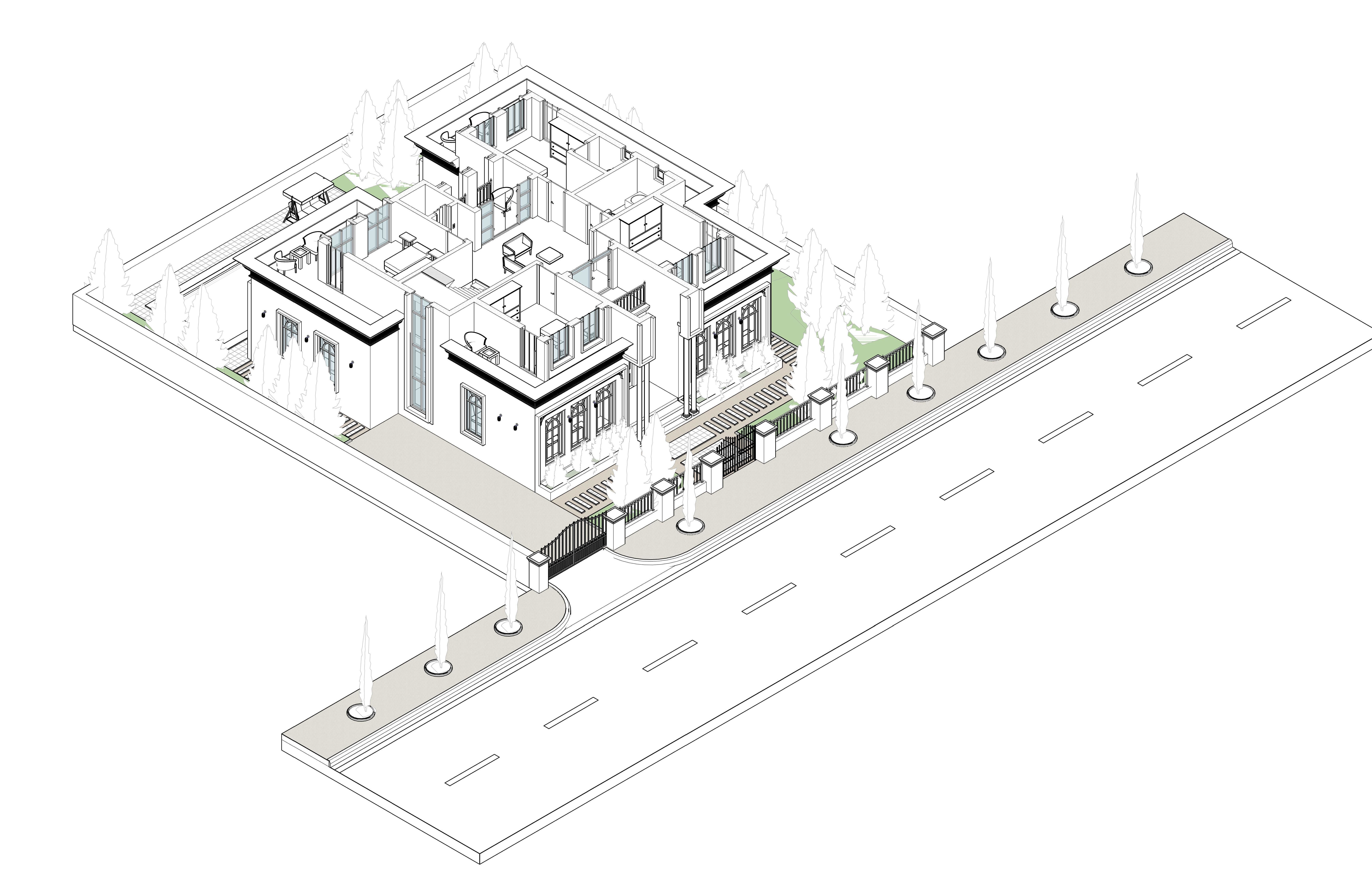 NEW CLASSIC VILLA 1 Low-poly 3D model_10