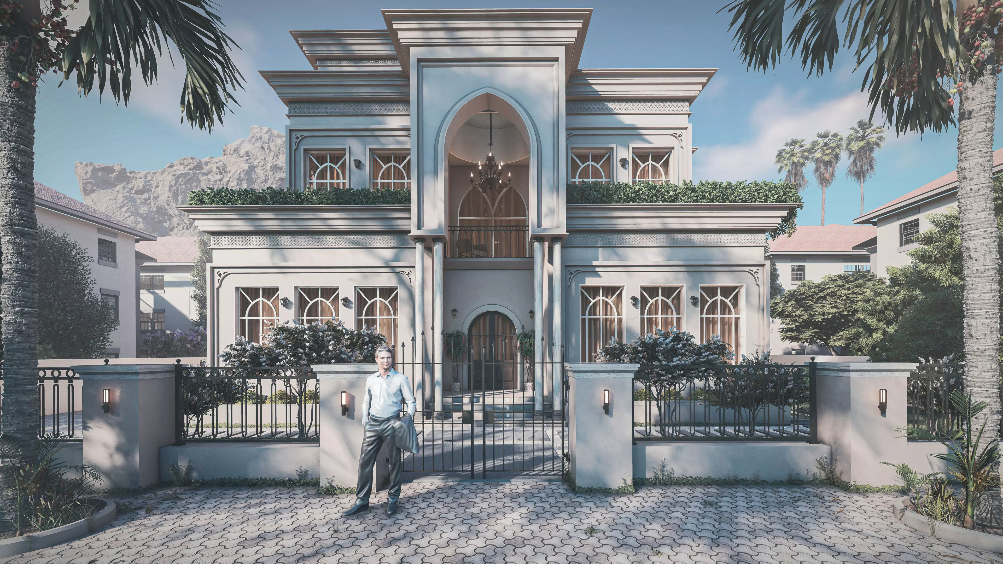 NEW CLASSIC VILLA 1 Low-poly 3D model_0