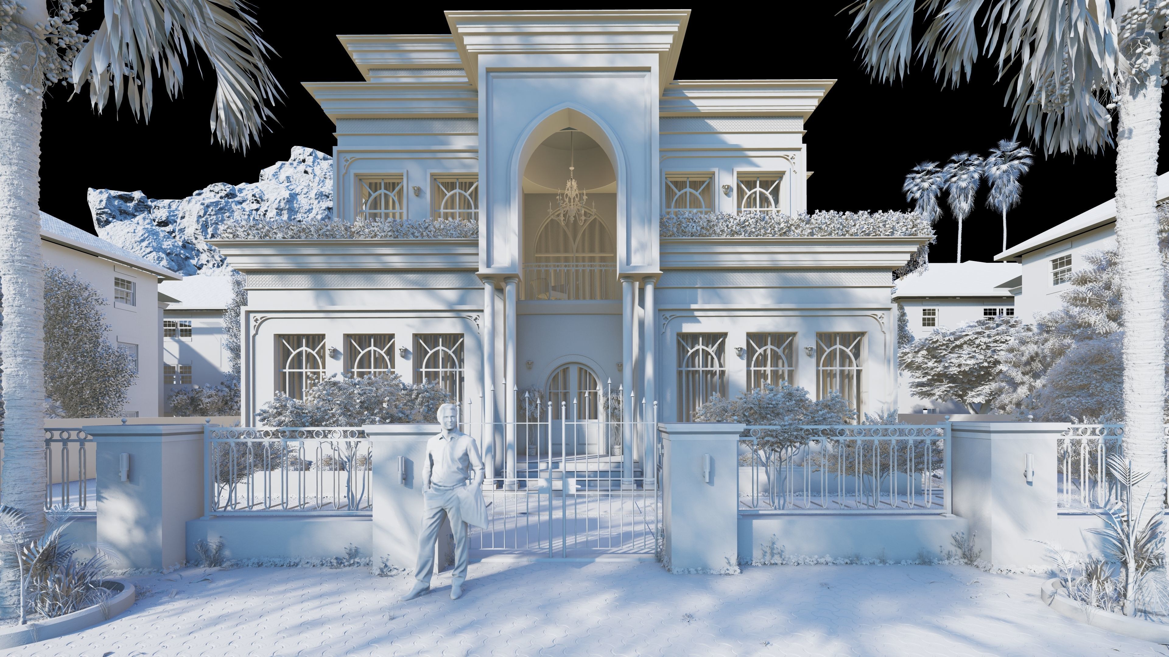 NEW CLASSIC VILLA 1 Low-poly 3D model_2