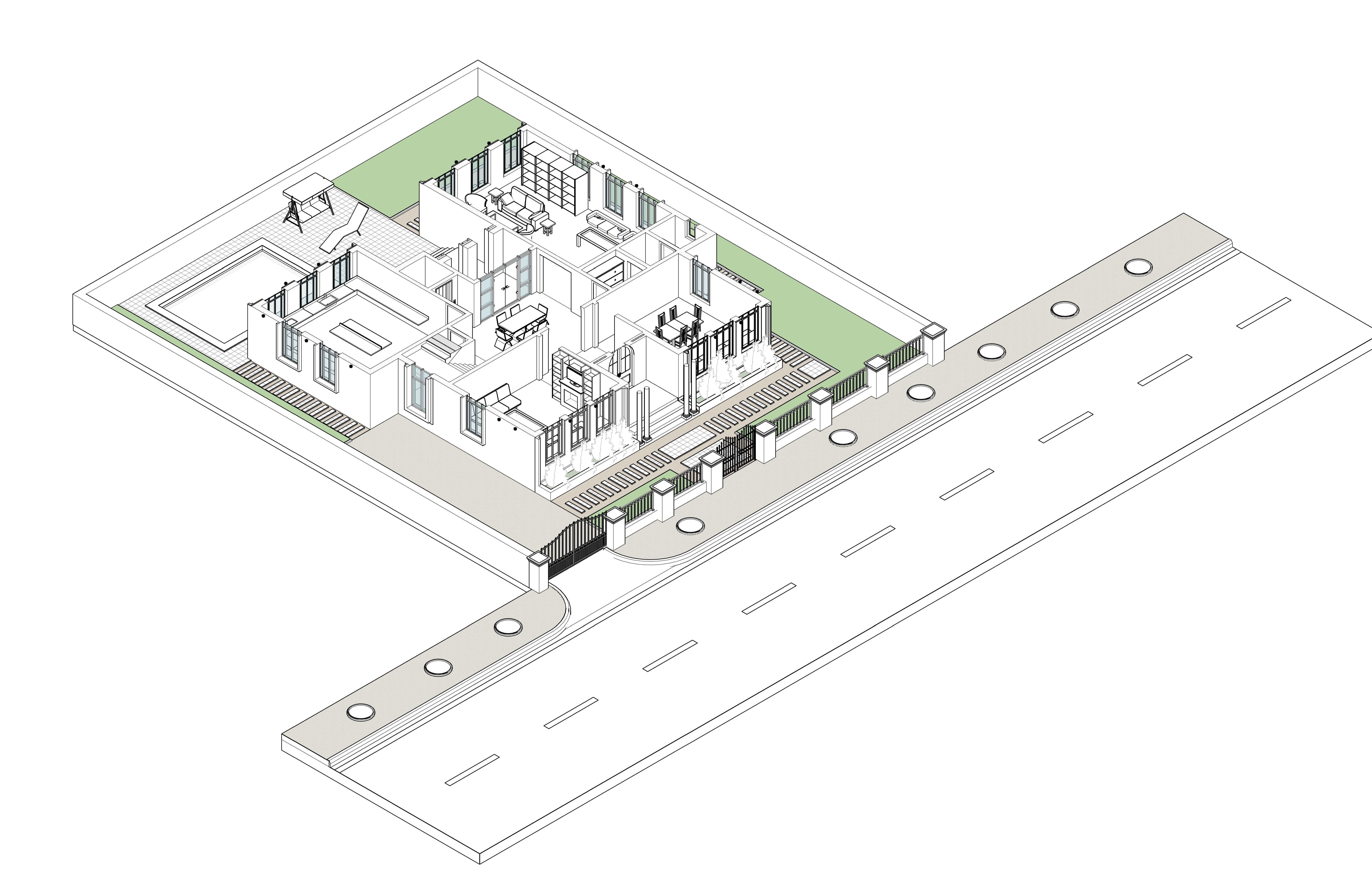 NEW CLASSIC VILLA 1 Low-poly 3D model_11