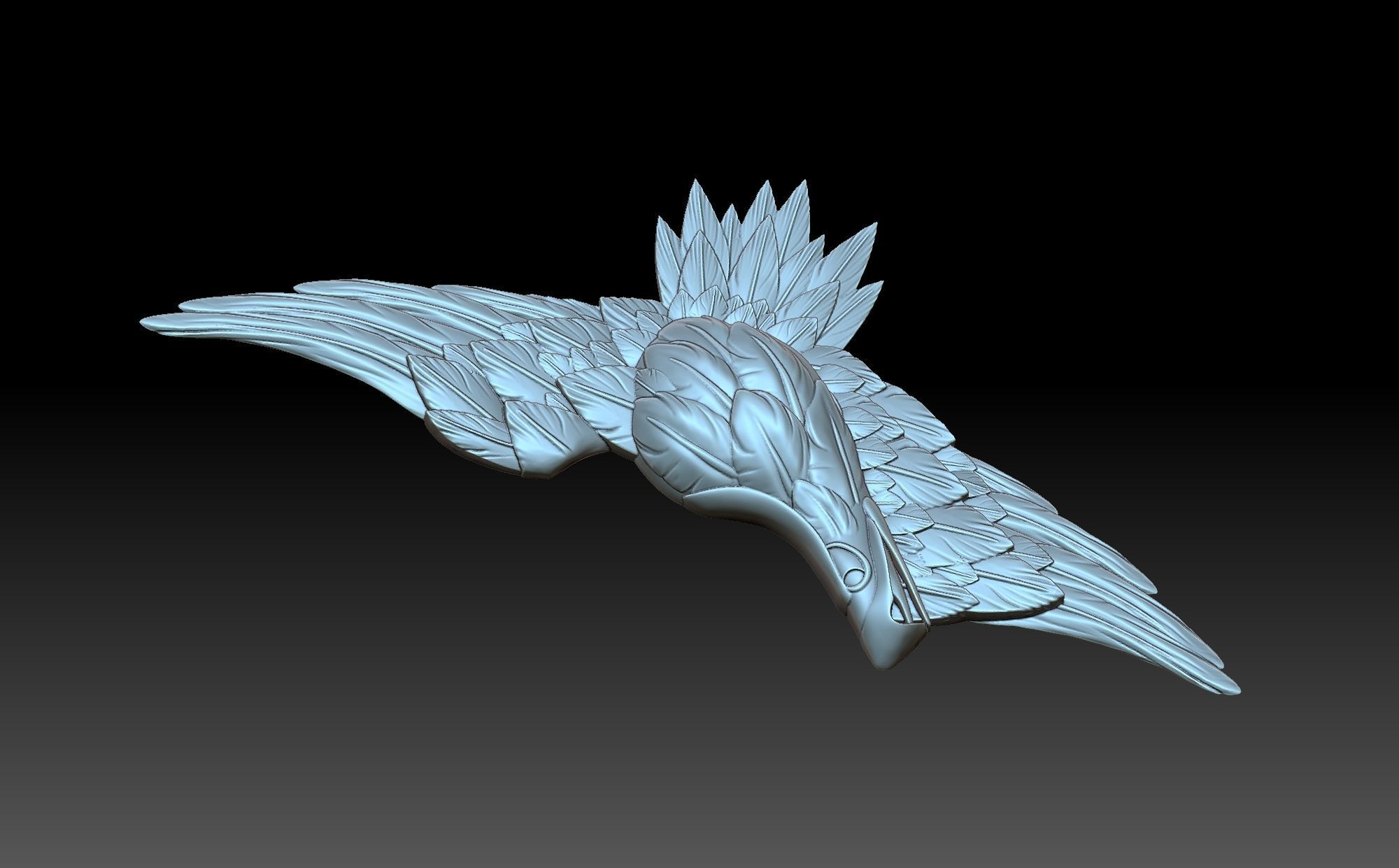 Eagle bird flying in sky 3D print model_10