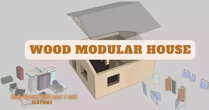 WOOD MODULAR HOUSE 64m2 3D model
