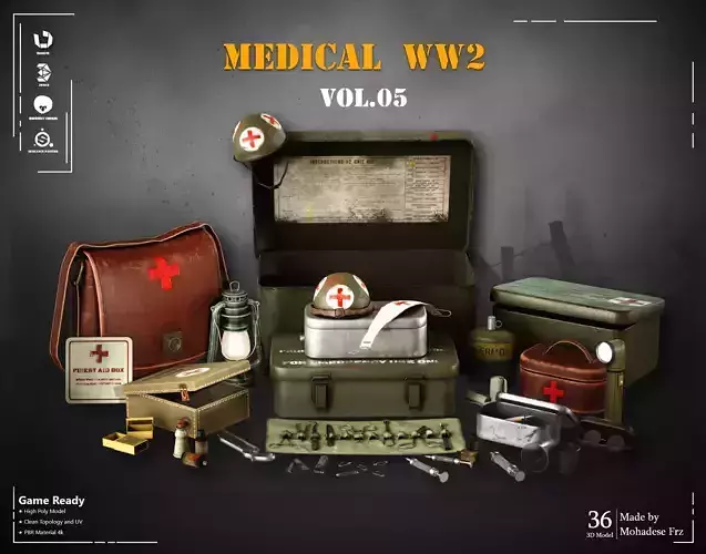 36 Medical WW12 High Poly - VOL 01 - Game Ready 3D model
