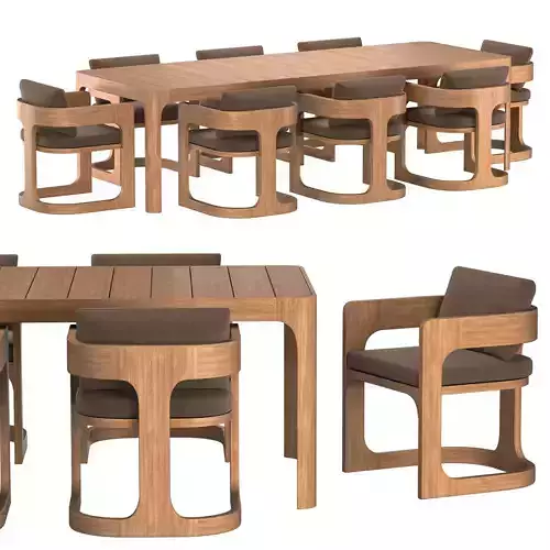 CASSALE  DINING TABLE- CASSALE ARMCHAIR 3D model