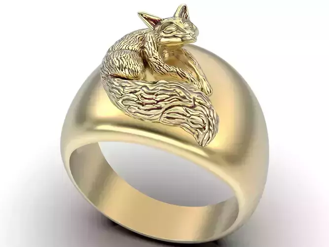 Fox ring silver gold  printable jewelry 3D model
