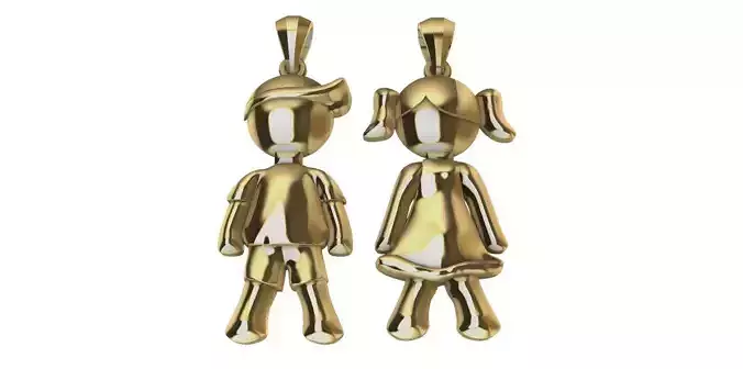Boy and Girl Pendant 3D print model