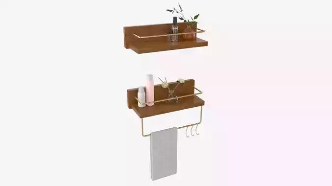 Wood American Style Bathroom Shelf