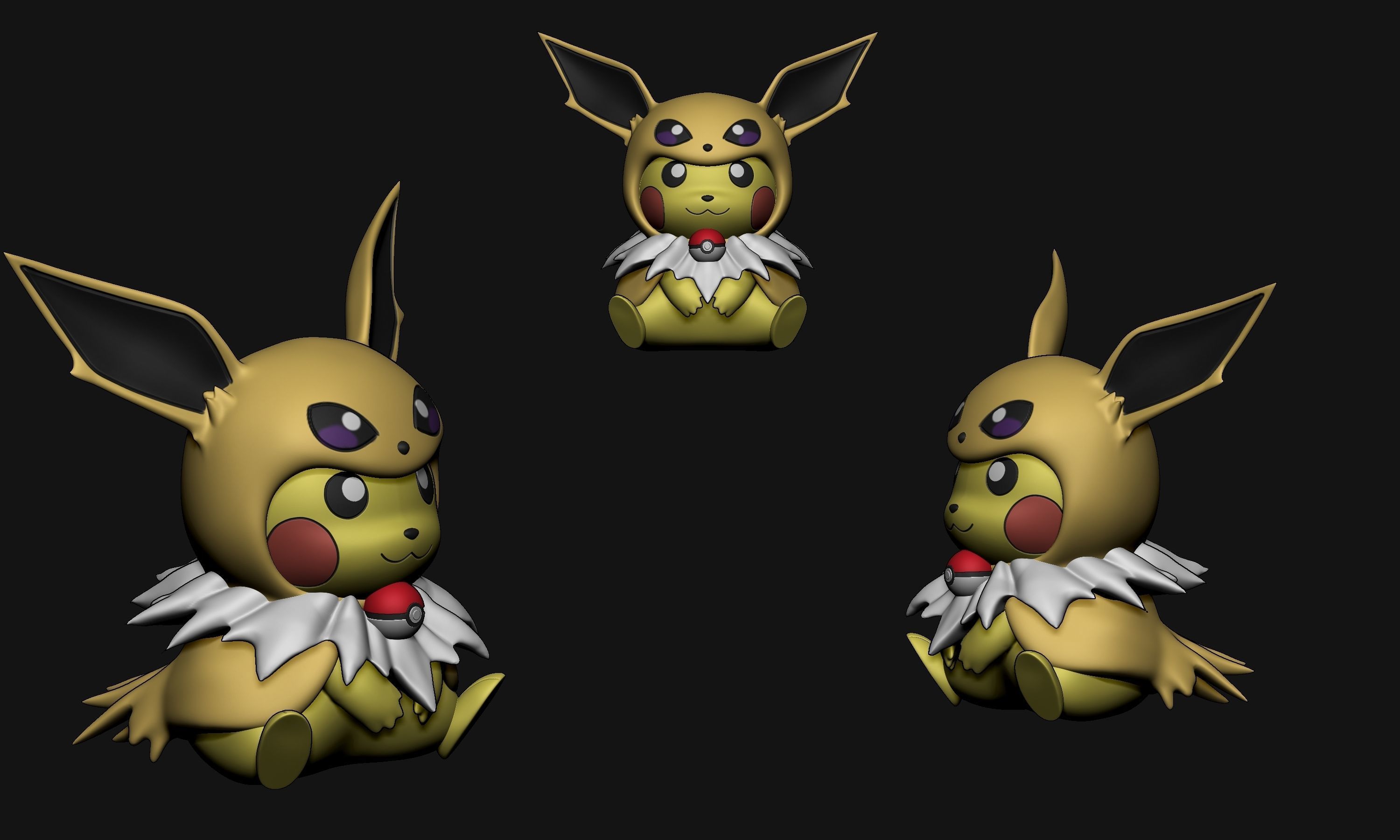 Pokemon - Pikachu Cosplay Jolteon Free 3D print model_2