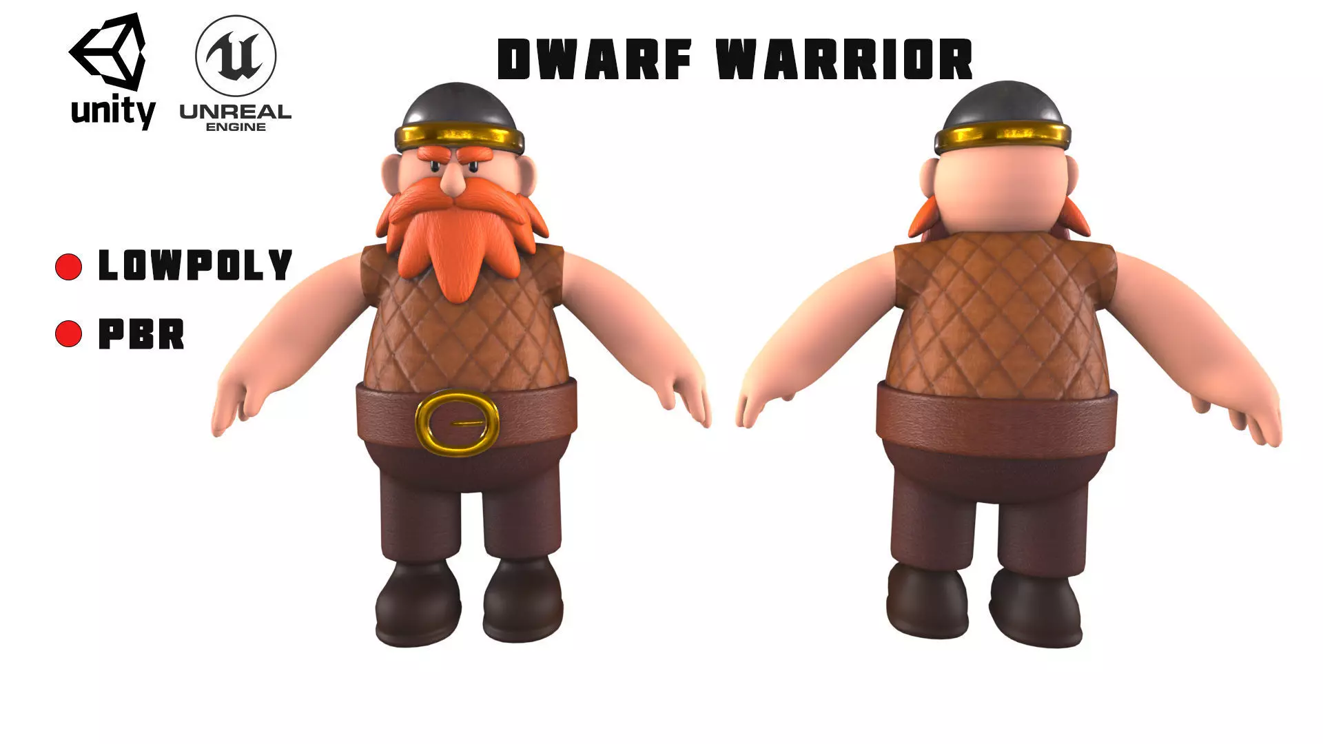 Stylized Dwarf Warrior Low-poly 3D model_0