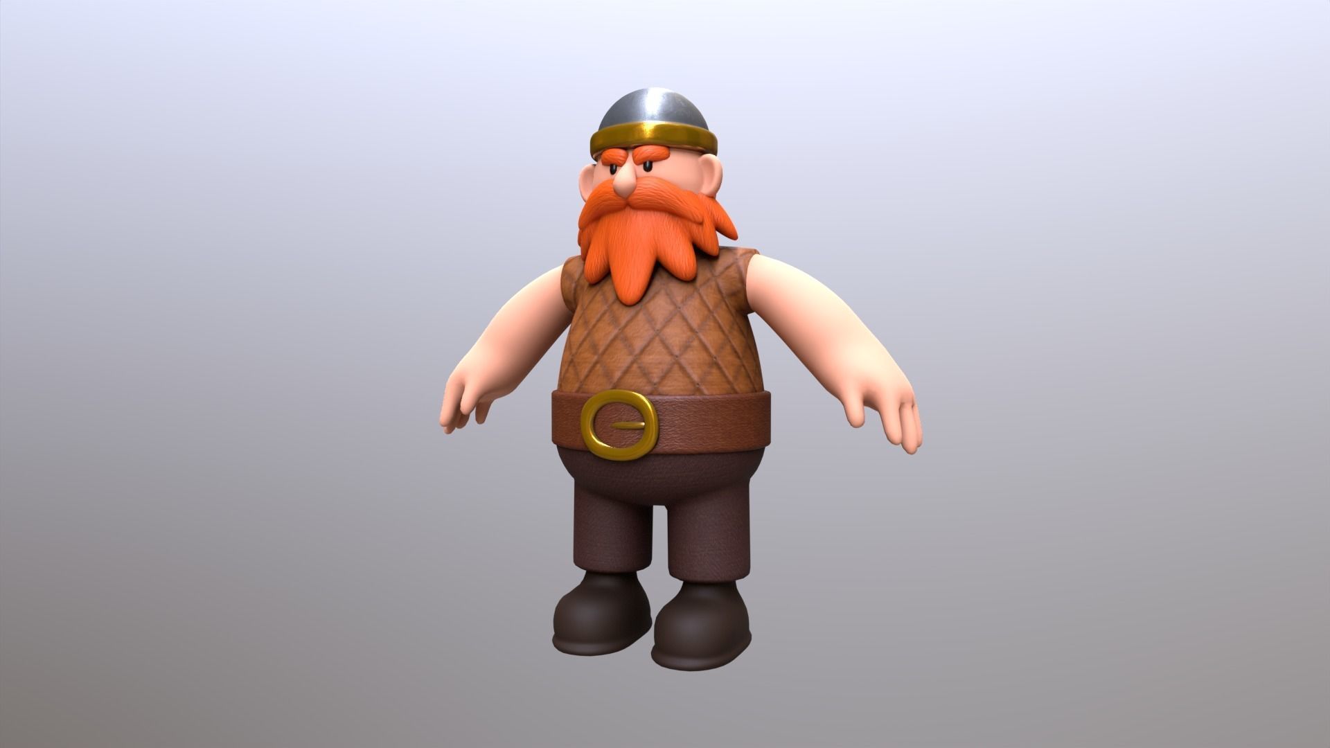 Stylized Dwarf Warrior Low-poly 3D model_2