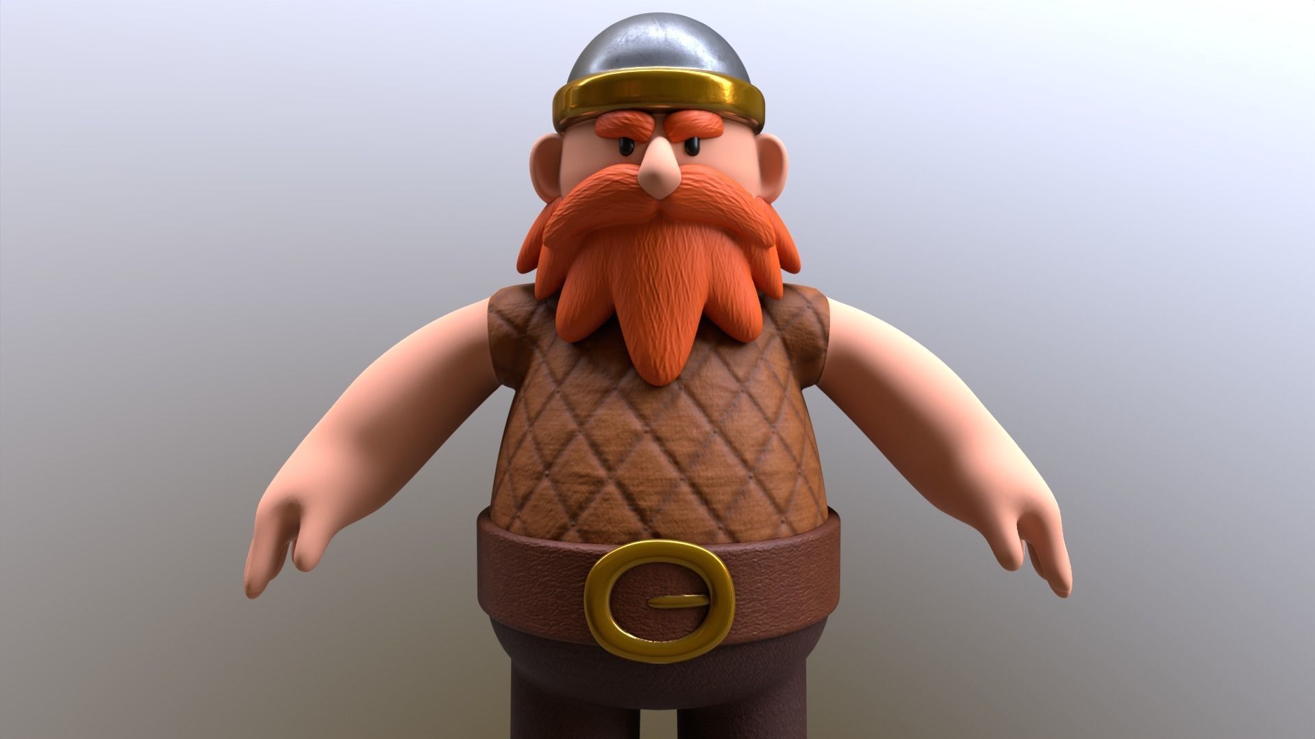 Stylized Dwarf Warrior Low-poly 3D model_3