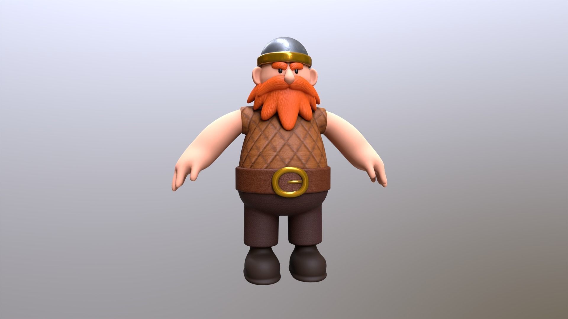 Stylized Dwarf Warrior Low-poly 3D model_5