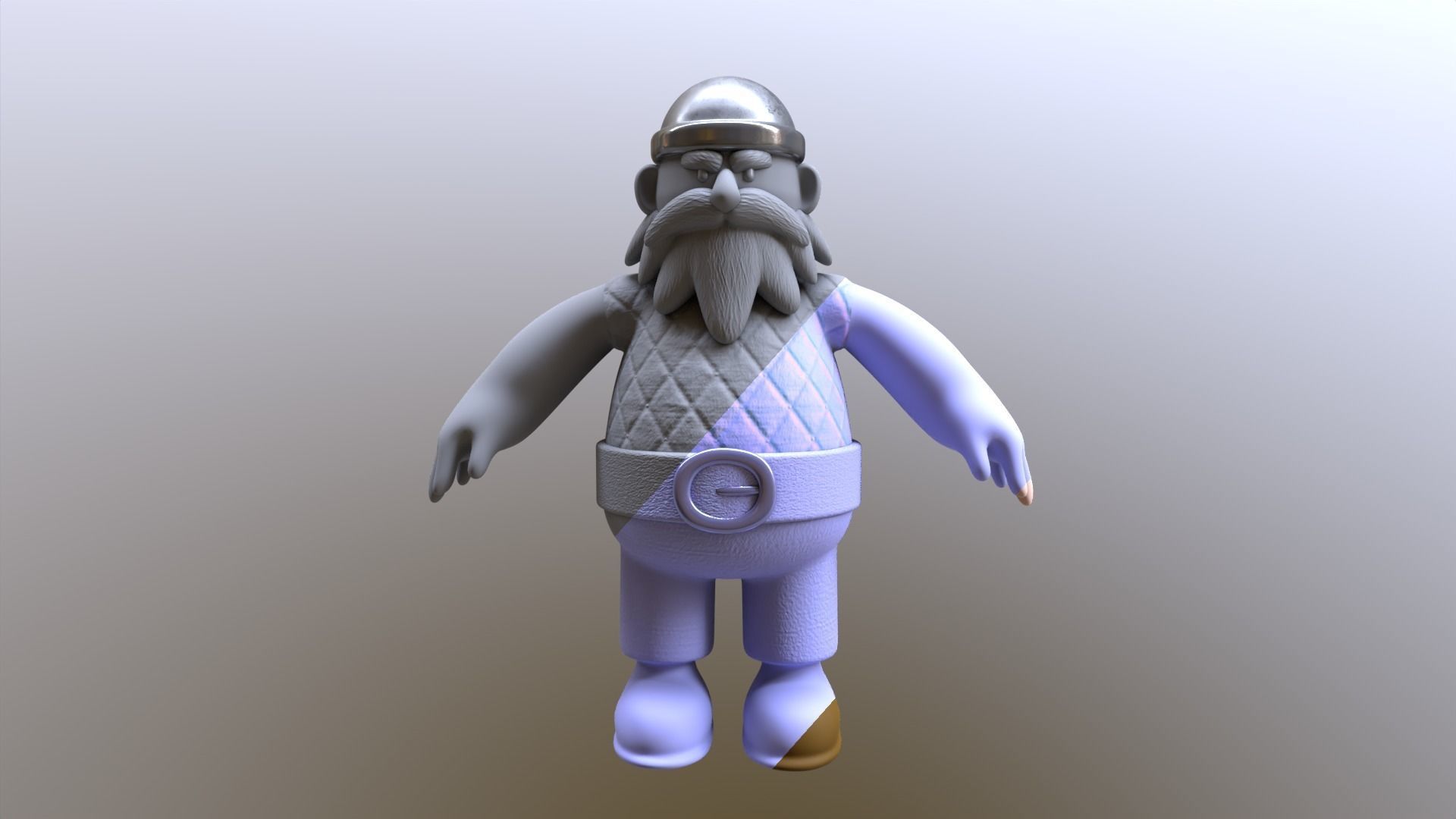 Stylized Dwarf Warrior Low-poly 3D model_11