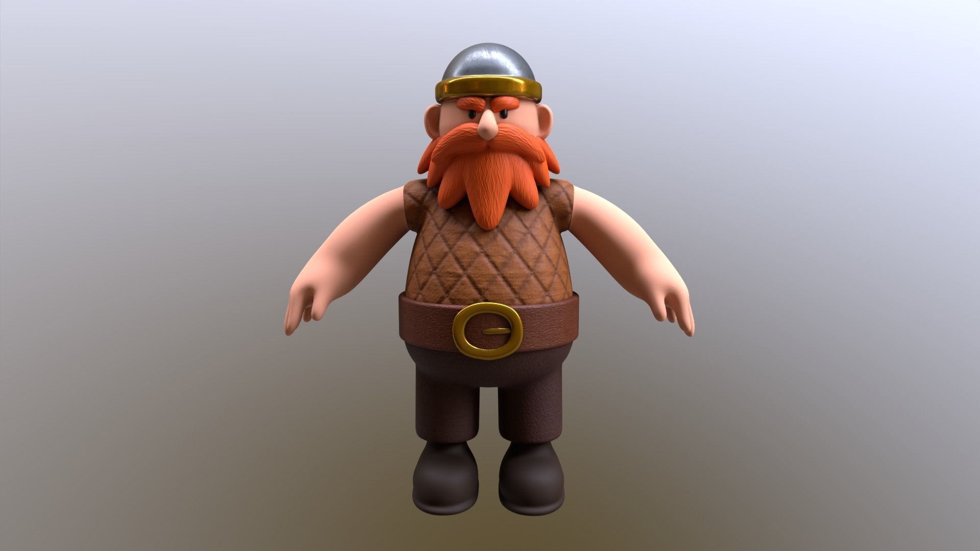 Stylized Dwarf Warrior Low-poly 3D model_1