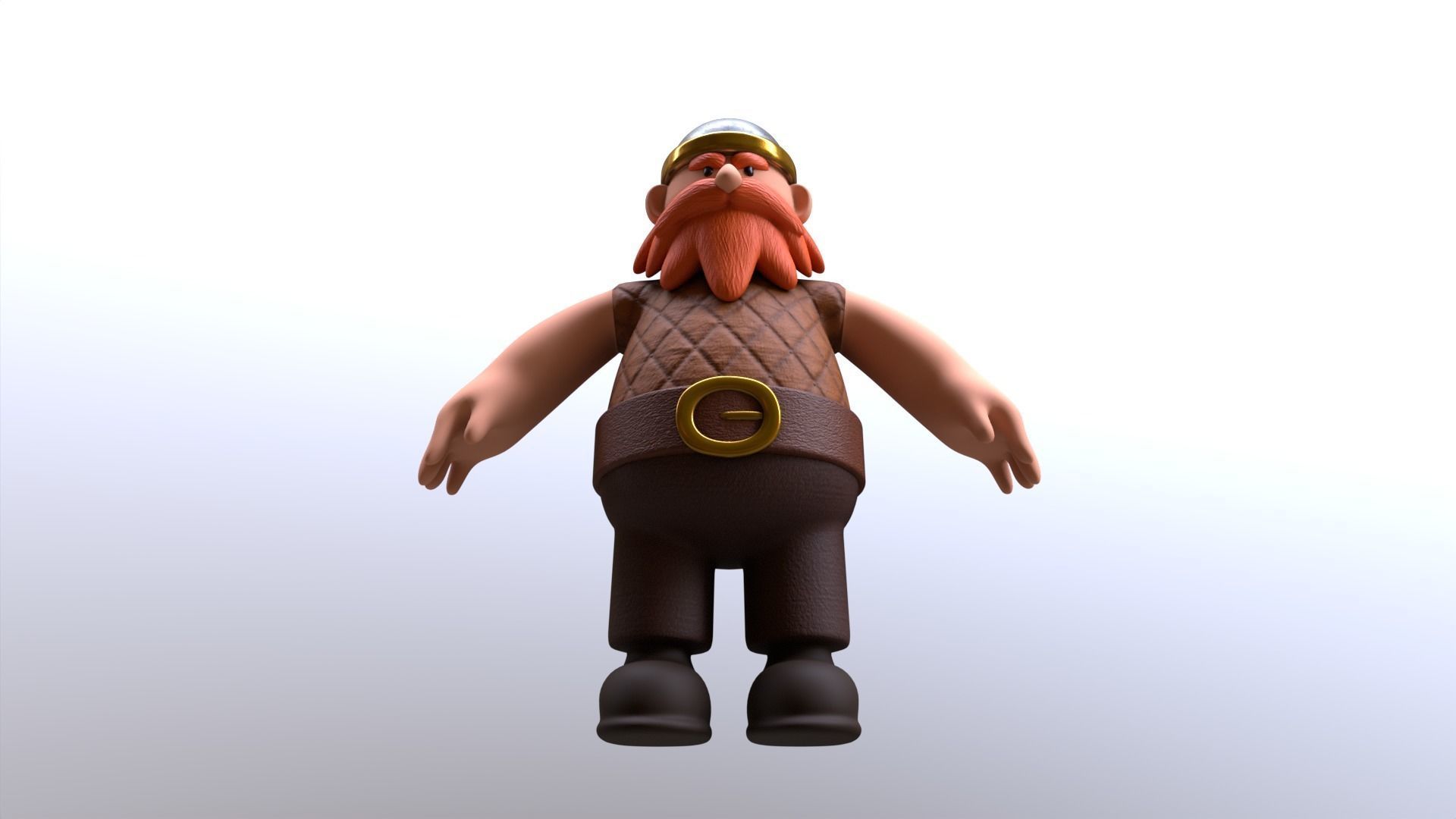 Stylized Dwarf Warrior Low-poly 3D model_8