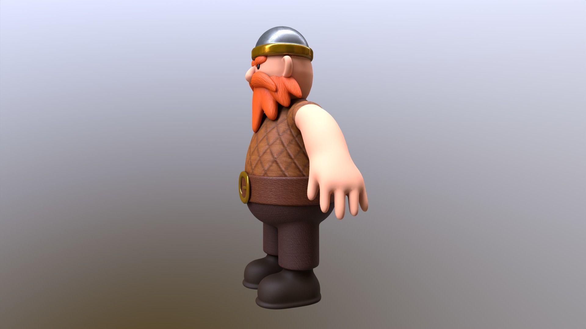 Stylized Dwarf Warrior Low-poly 3D model_4