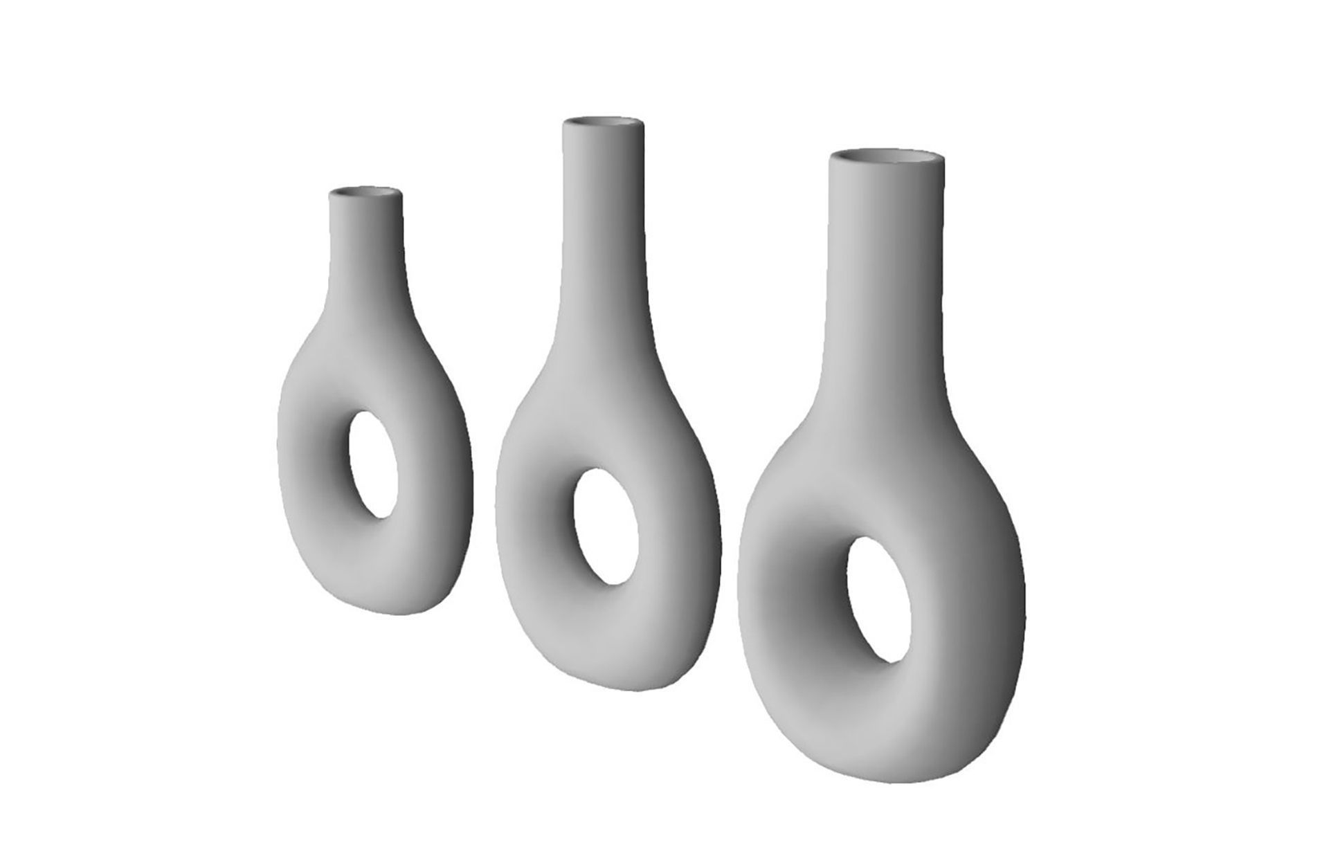 White Marble and Gold Decor Vase Set 3D model_4