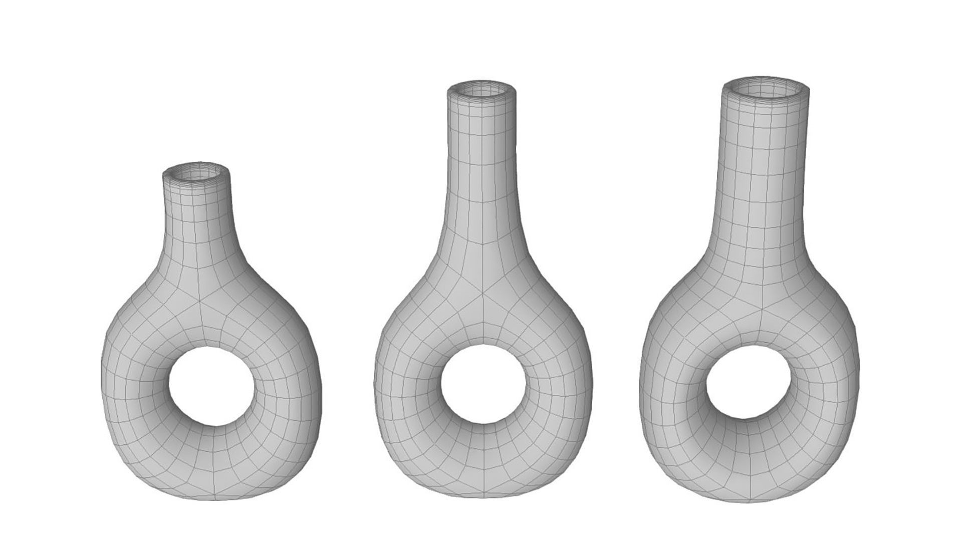 White Marble and Gold Decor Vase Set 3D model_6