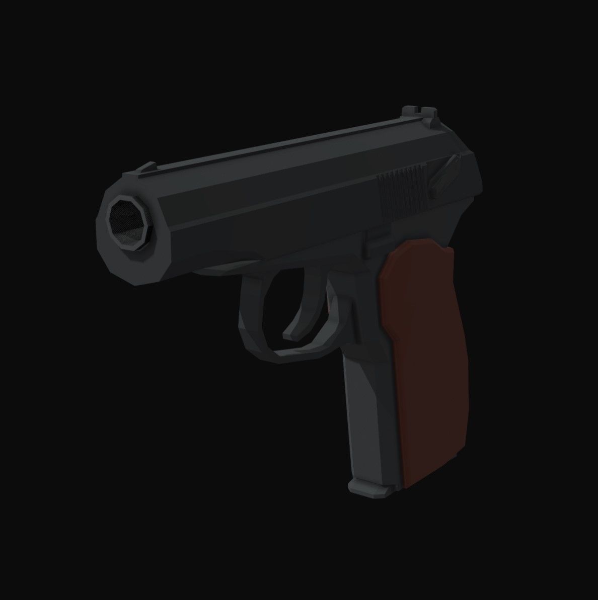 Makarov Low Poly gun Low-poly 3D model_3