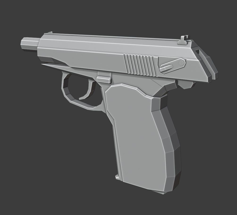 Makarov Low Poly gun Low-poly 3D model_8
