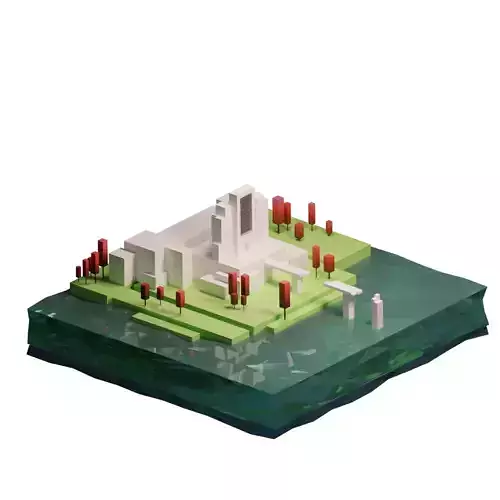 Abstract isometric Old Building