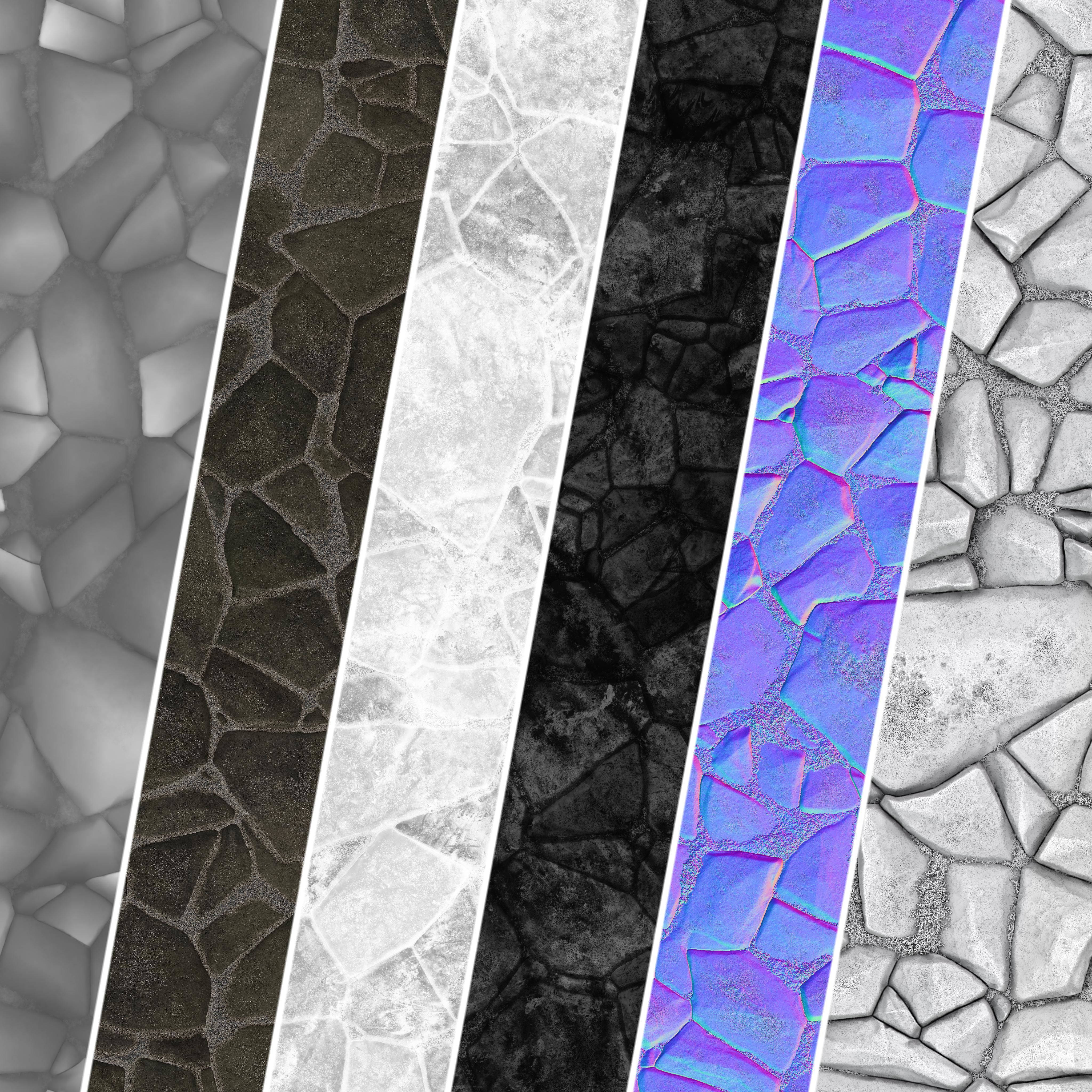 Field Stone 06 - PBR - 4K - PNG - Seamless Low-poly 3D model_2